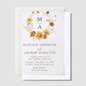 Invitations En Vélin Tournesols rustiques et Mariage de monogramme Fleu (Compenser)