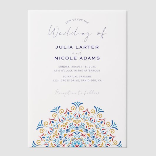 Invitations En Vélin Tribal Folk Pays Culture Crest Mandala Mariage (Recto)