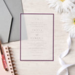 Invitations En Vélin Trisha Purple Mariage moderne<br><div class="desc">Invitations de mariage modernes avec un design propre avec des polices serif et script.</div>