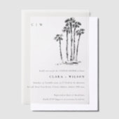 Invitations En Vélin Tropical Coastal Palm Tree Sketch Couples Douche (Compenser)