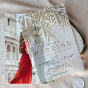 Invitations En Vélin Tropical Palm Gold Chic Mariage bohème