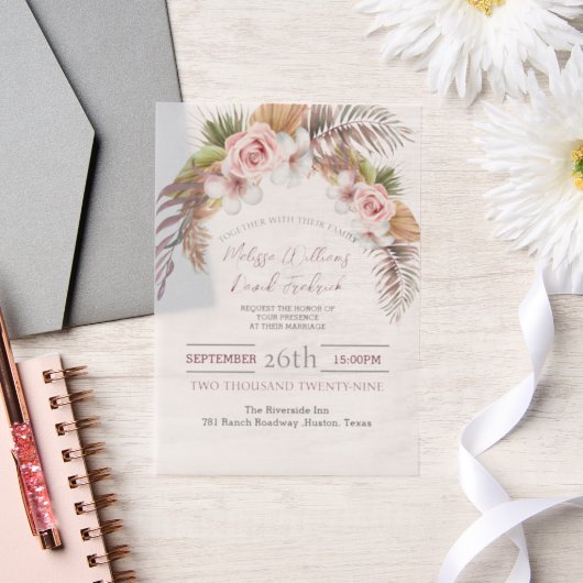 Invitations En Vélin Tropical Palm Leaf Botanical Boho Chic Mariage (Mariage)