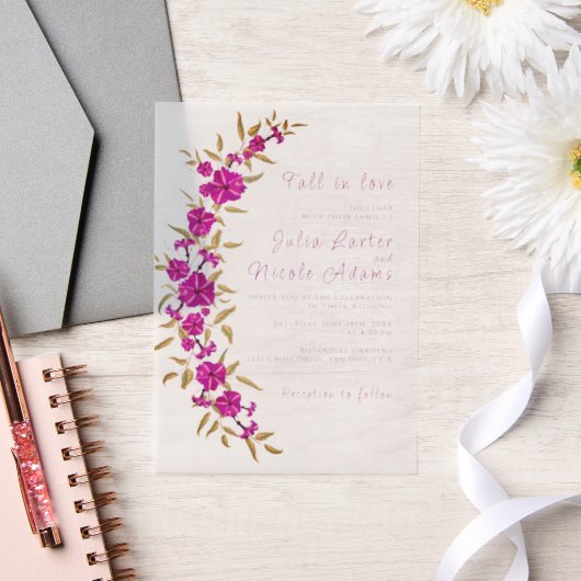 Invitations En Vélin Trumpet sauvage violet Vin Fleur Jardin Mariage (Mariage)