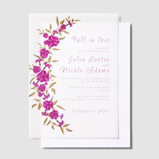 Invitations En Vélin Trumpet sauvage violet Vin Fleur Jardin Mariage (Compenser)