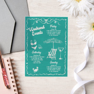 Invitations En Vélin Turquoise et Blanc Bachelorette Week-end
