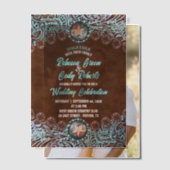 Invitations En Vélin Turquoise Marron Cow-boy Country Mariage Occidenta (Décalage (Couple))