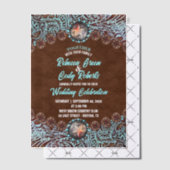 Invitations En Vélin Turquoise Marron Cow-boy Country Mariage Occidenta (Décalage (Invitation))