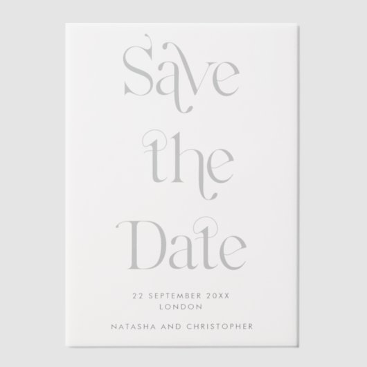 Invitations En Vélin Typographie moderne Mariage Enregistrer la date su (Recto)