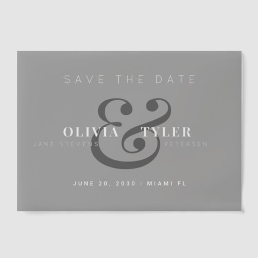 Invitations En Vélin Typographie moderne mariage noir enregistrer la da (Recto)