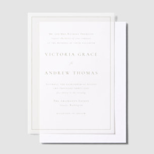 Invitations En Vélin Typographie simple or Mariage officiel