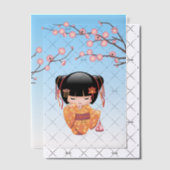 Invitations En Vélin Ume Kokeshi Poupée Japonaise Geisha Blue Insérer (Décalage (Invitation))