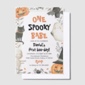 Invitations En Vélin Un Babe mignonne Éffrayant Halloween Ghost 1er ann (Compenser)