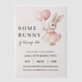 Invitations En Vélin Un lapin a un anniversaire | Rose Pastel (Recto)