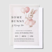 Invitations En Vélin Un lapin a un anniversaire | Rose Pastel (Compenser)