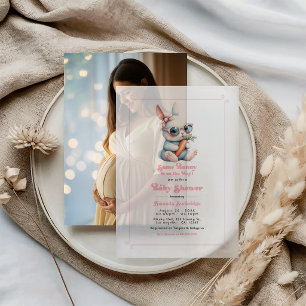 Invitations En Vélin Un lapin est en chemin Baby shower