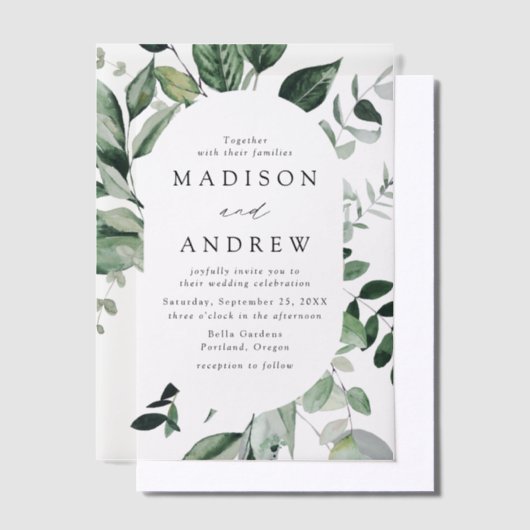 Invitations En Vélin Un Mariage de cadre ovale verdoyant (Compenser)