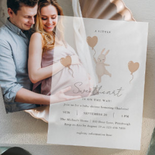 Invitations En Vélin Un petit amour est sur le Baby shower Way