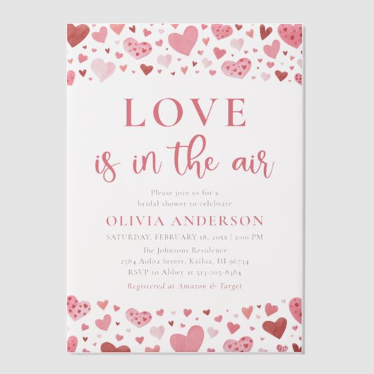 Invitations En Vélin Valentine Hearts Love est dans la Fête des mariées (Recto)