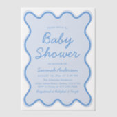 Invitations En Vélin Vastes Moderne Courbe Rétro Dusty Baby shower bleu (Recto)