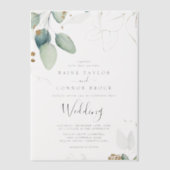 Invitations En Vélin Végétal Airy Gold Leaf Élégant Mariage Eucalyptus (Recto)
