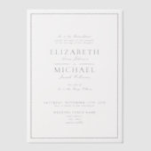 Invitations En Vélin Vellum Elegant Marine Bleu Classic Script Mariage (Recto)