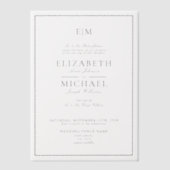 Invitations En Vélin Vellum Elegant Noir Classic Monogramme Mariage (Recto)