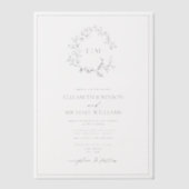 Invitations En Vélin Vellum Elegant noir poitrine Mariage Monogramme (Recto)