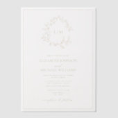Invitations En Vélin Vellum Moderne Gold Leafy Crest Monogram Mariage (Recto)
