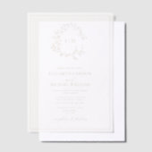 Invitations En Vélin Vellum Moderne Gold Leafy Crest Monogram Mariage (Compenser)