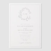 Invitations En Vélin Vellum Moderne Marine Bleu Crest Monogramme Mariag (Recto)