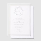 Invitations En Vélin Vellum Moderne Marine Bleu Crest Monogramme Mariag (Compenser)