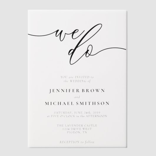 Invitations En Vélin Vellum Simple Signature Moderniste Nous faisons Ma (Recto)