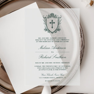 Invitations En Vélin Victorian Emerald Green Mariage catholique