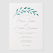 Invitations En Vélin Vigne Turquoise simple Mariage côtier (Recto)