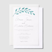 Invitations En Vélin Vigne Turquoise simple Mariage côtier (Compenser)