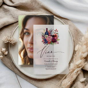 Invitations En Vélin Vino Before Vows Fleurs Vin Réception de Mariage