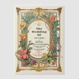 Invitations En Vélin Vintage Floral Art Nouveau Mariage