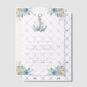 Invitations En Vélin Watercolor Blue Floral Anchor Coastal Wedding (Décalage (Invitation))