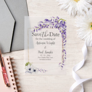 Invitations En Vélin Watercolor Wisteria Blooms Mariage Enregistrer la