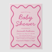 Invitations En Vélin Wavy Moderne Courbe Gras Retro Baby shower Rose In (Recto)
