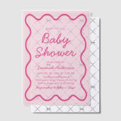 Invitations En Vélin Wavy Moderne Courbe Gras Retro Baby shower Rose In (Décalage (Invitation))
