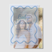 Invitations En Vélin Wavy moderne Curvy Retro Boy Dusty Baby shower ble (Décalage (Couple))