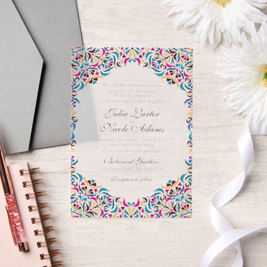 Invitations En Vélin Whimsical Luxury ivoire Floral Style Mariage front (Mariage)