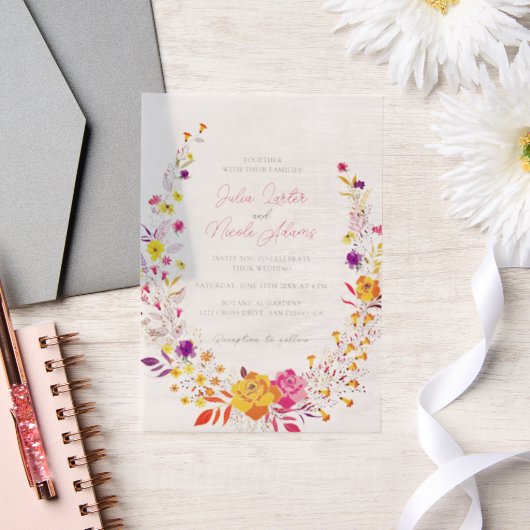 Invitations En Vélin Wild Wreath Belle automne Fleurs Simple Mariage (Mariage)