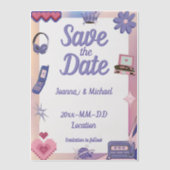 Invitations En Vélin Y2K Pink Purple 2000s Retro Tech Geek Love Mariage (Recto)