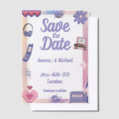 Invitations En Vélin Y2K Pink Purple 2000s Retro Tech Geek Love Mariage (Compenser)