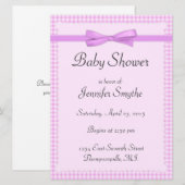 Invitations En vichy douches pour bébés pourpres (Devant / Derrière)