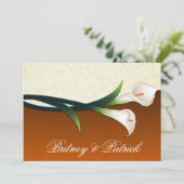 Invitations enes ivoire oranges brûlées de mariage (Debout devant)