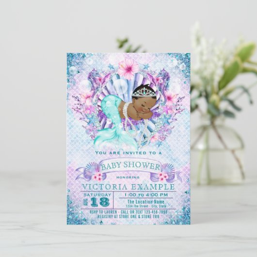 Invitations Ethnique De Douche De Bébé De Sirène (Debout devant)