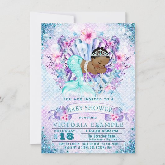 Invitations Ethnique De Douche De Bébé De Sirène (Devant)